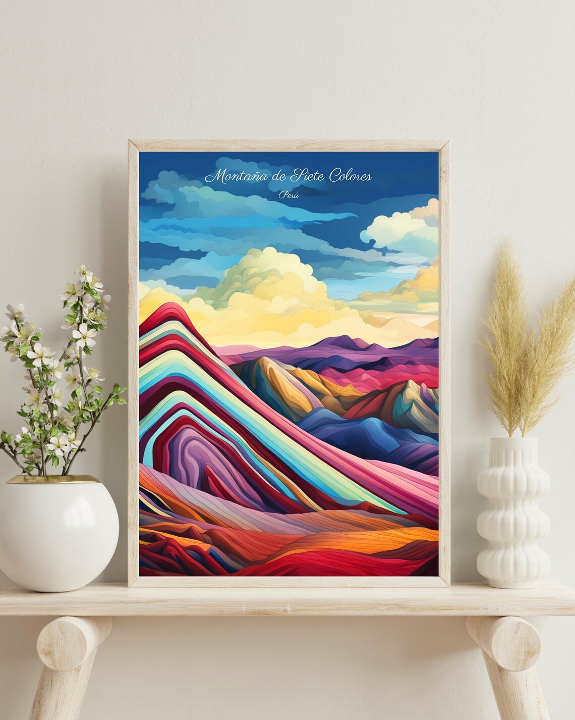 Cusco Peru Poster, Rainbow Mountain Travel Poster