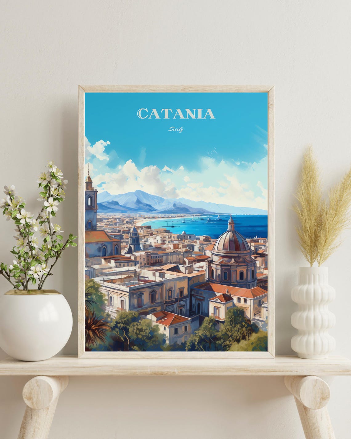 Catania Travel Poster, Sicily Italy Christmas Gift