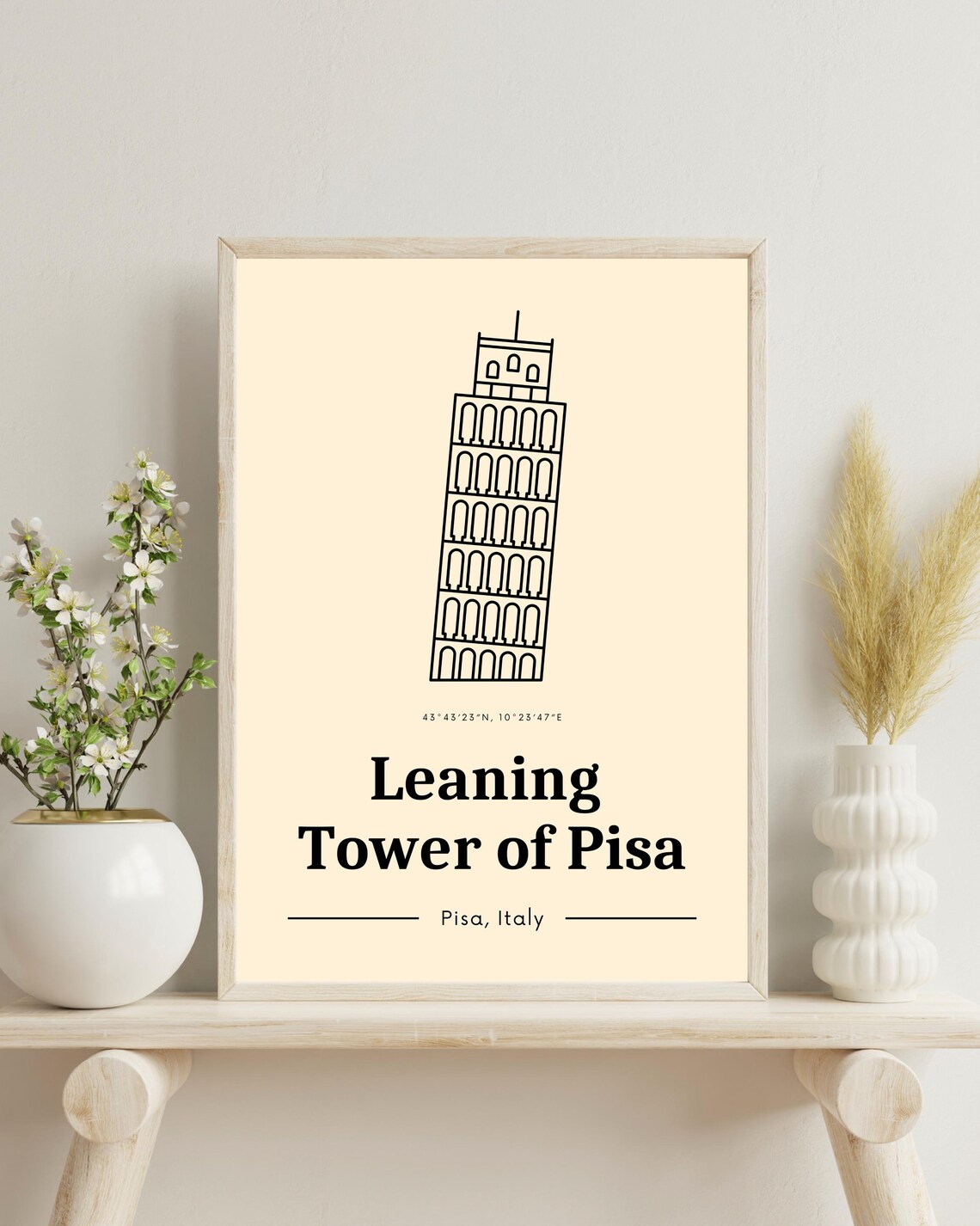Leaning Tower Of Pisa, Minimalistic Travel Poster