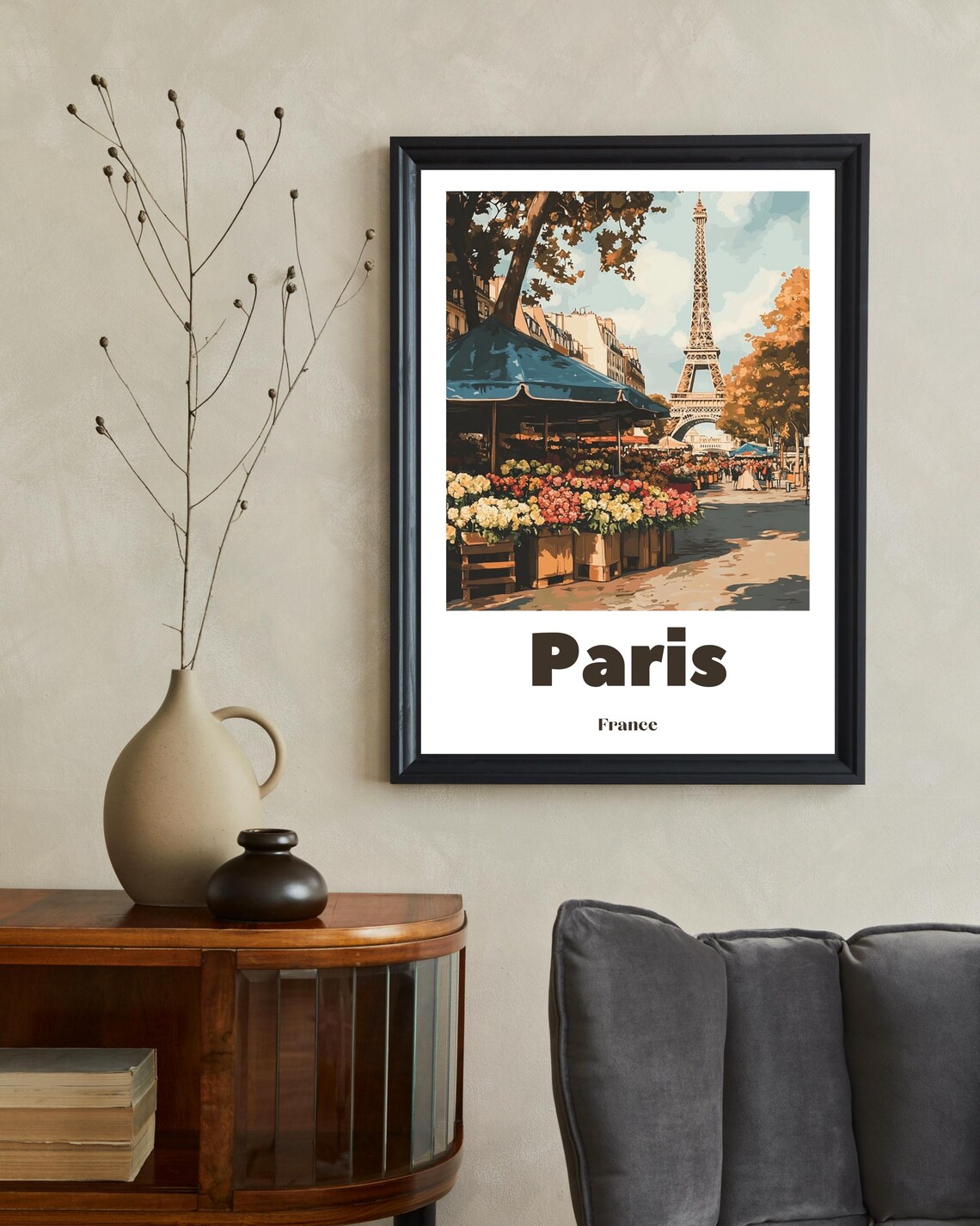 Vintage Paris Flower Market Travel Poster - Image 2
