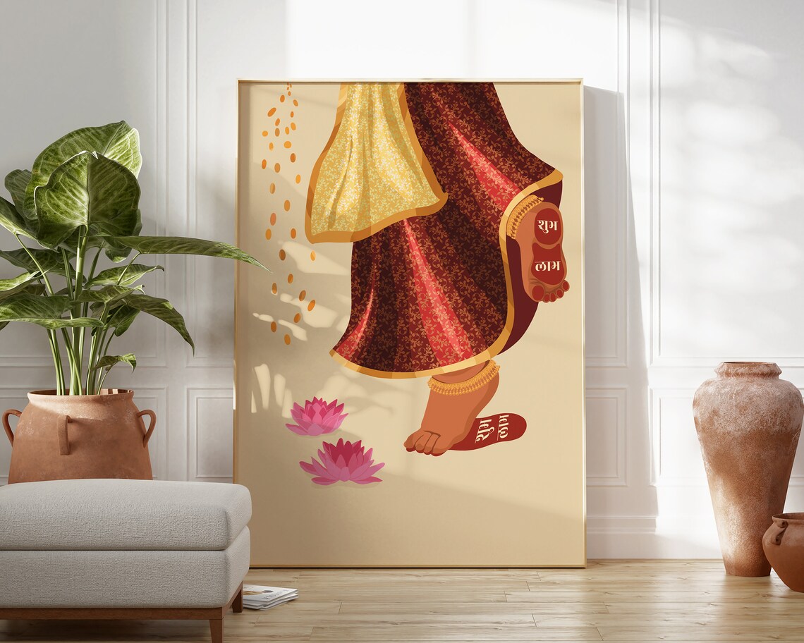 Goddess Lakshmi Feet, Indian Nursery Art Print - Image 4