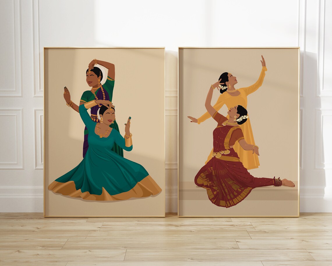 Odissi Kathak Jugalbandi Indian Dancers Art Print - Image 2