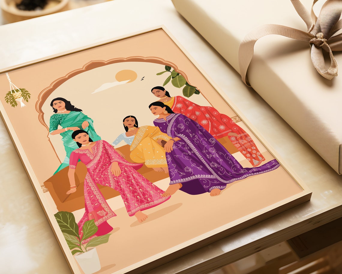 Indian Sisters, Desi Best Friends Art - Image 4