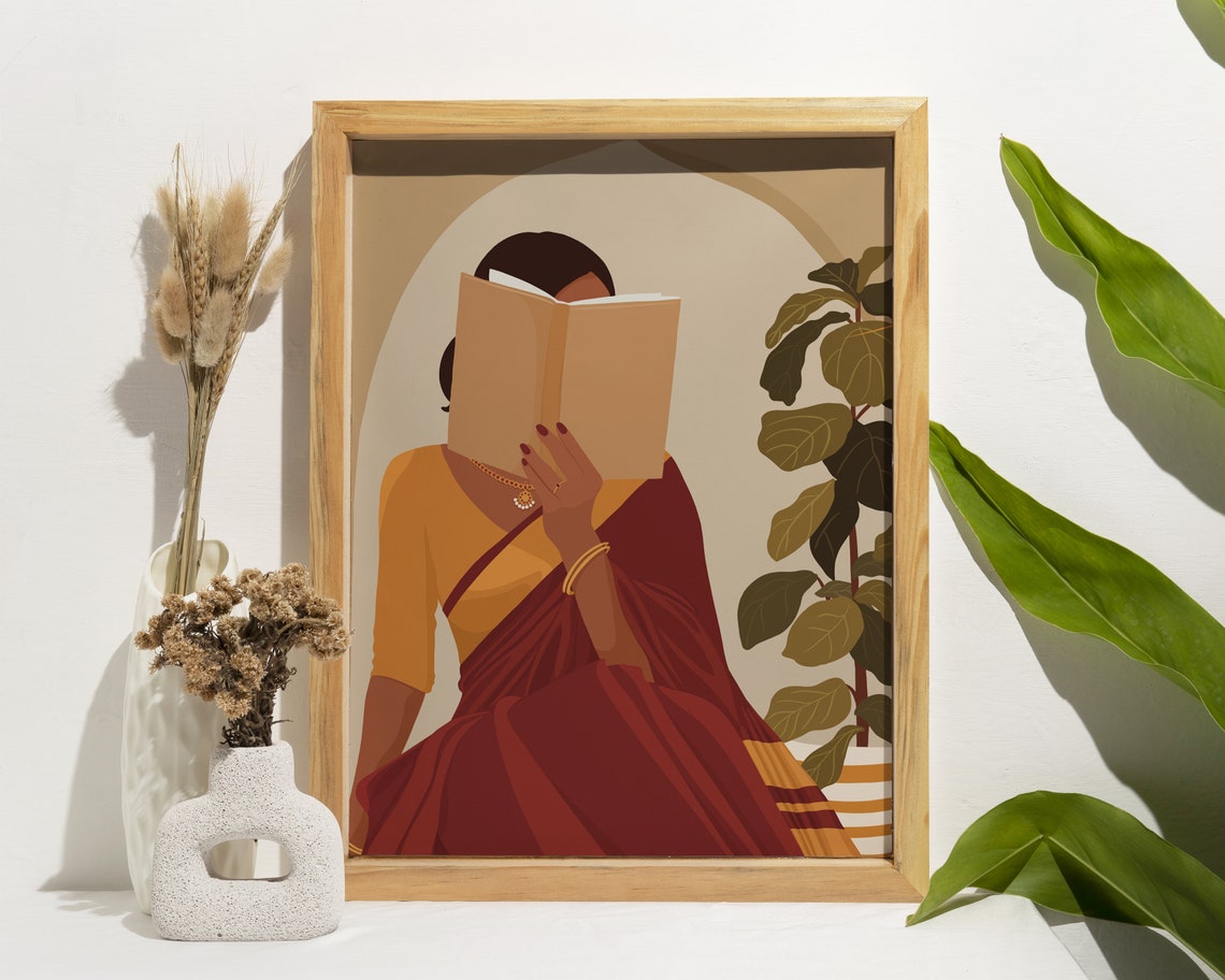 Indian Woman Reading - Boho Art - Image 3