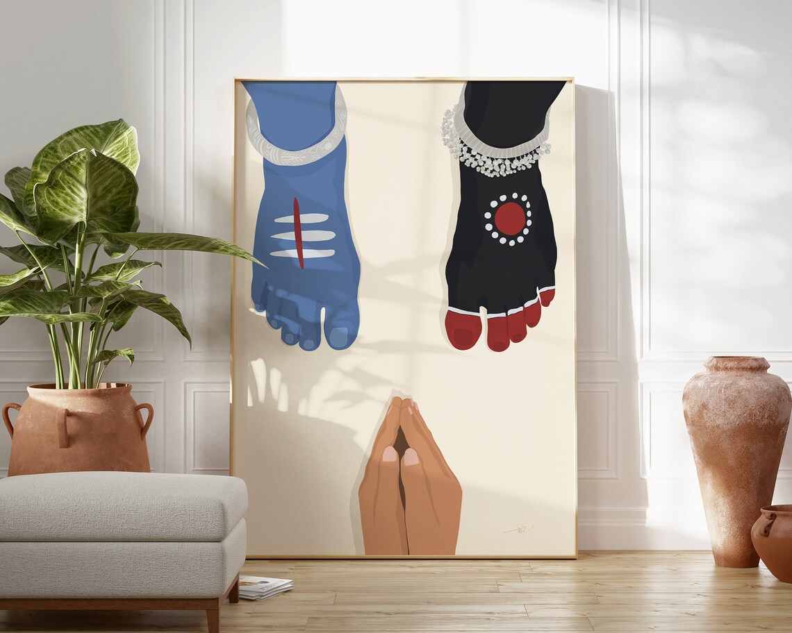 Kali and Shiva Dancing Feet, Indian Art Print - Image 4