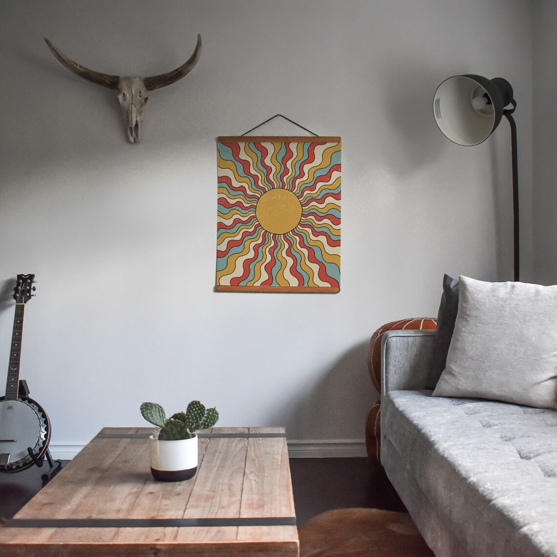 Vintage Sun Poster, Retro Boho Wall Art Print - Image 3