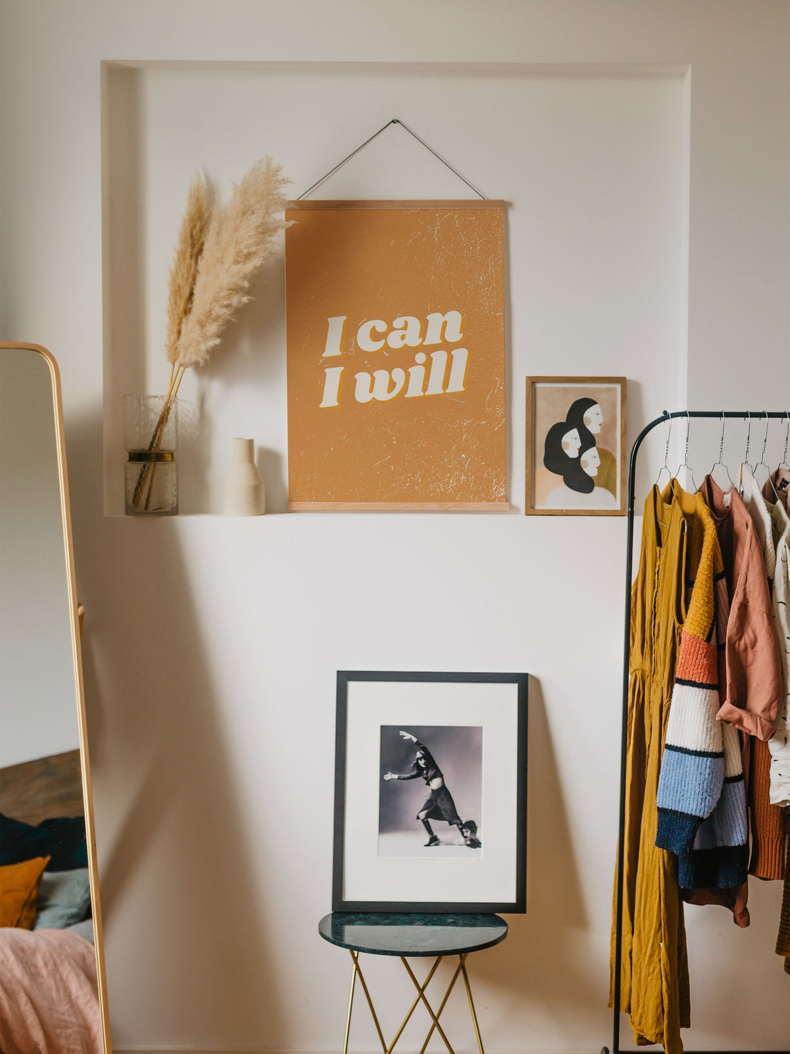 I Can I Will Mustard Orange Retro Bold Quote Typography Wall Poster - Image 7