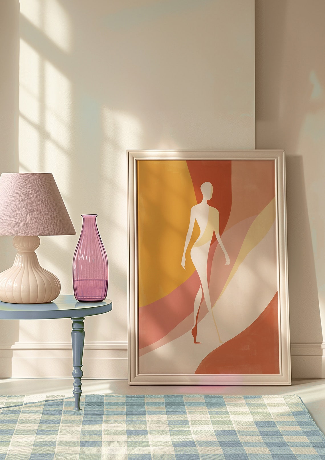 Minimalist Walking Figure Silhouette Warm Sunset Tones Abstract Poster - Image 9