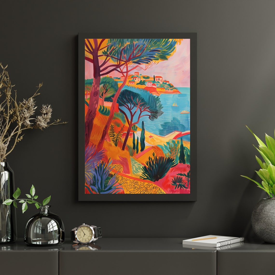 Fauvist Mediterranean Coast Landscape Poster With Pine Trees - Image 3
