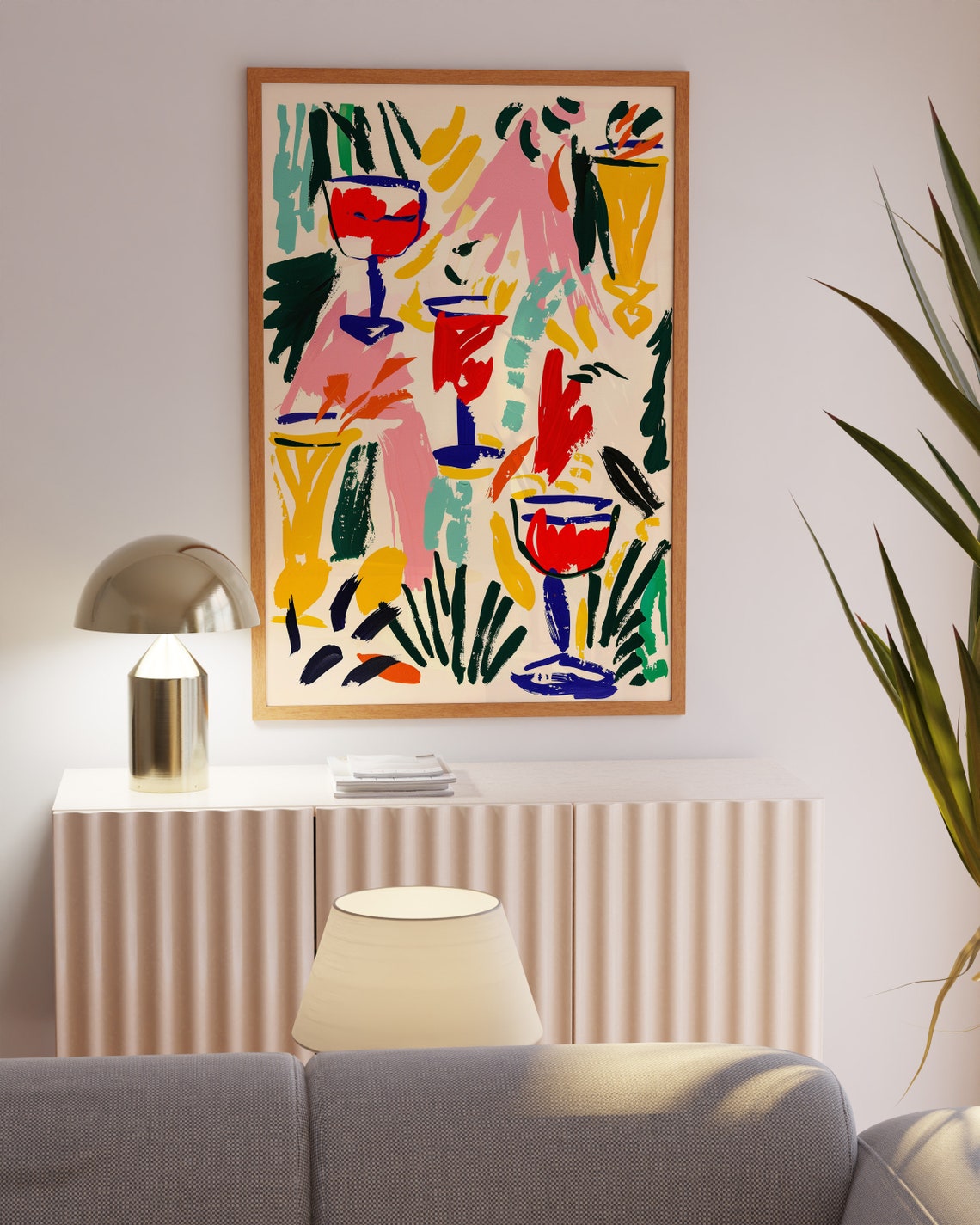 Abstract Cocktail Glasses Bright Bold Colorful Bar Art Poster - Image 9