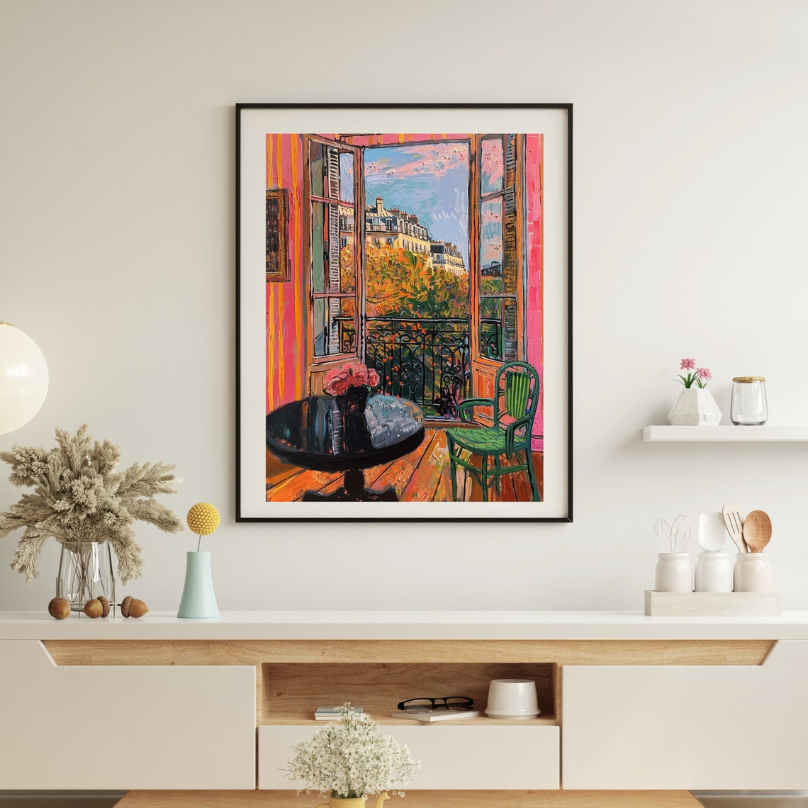 Sunlit French Balcony View Over Classic European Rooftops Poster - Image 8