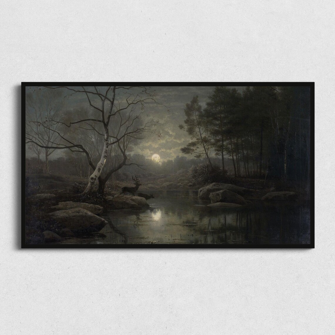 Halloween Full Moon Fall Landscape, Poster Print