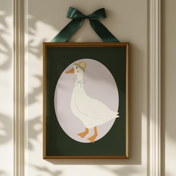 Silly Goose Print Whimsical Nursery Wall Art Kids Room Decor Playful Illustration Handdrawn Artwork