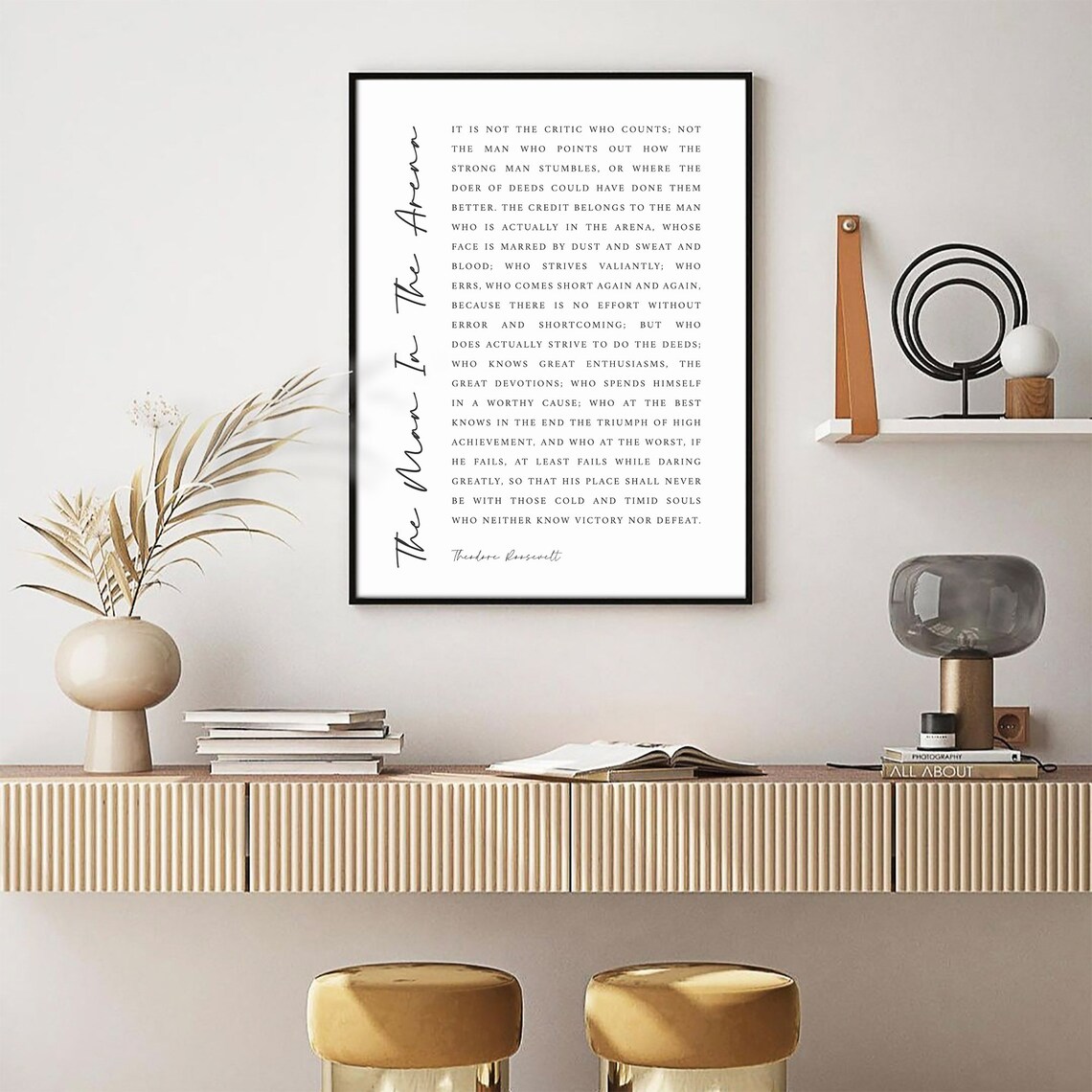 The Famous Man In The Arena Theodore Roosevelt Quote Art Poster - Image 3