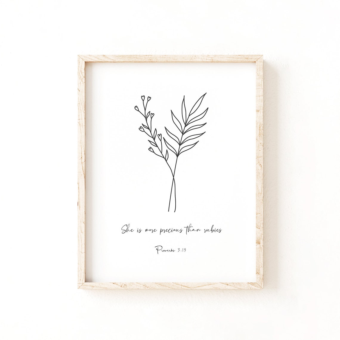 Proverbs 3 15 More Precious Than Rubies Botanical Line Art Poster - Image 2