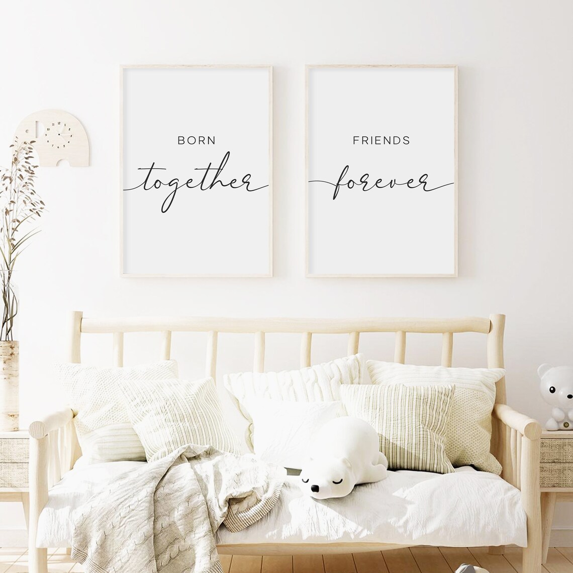 Twins Nursery Quote Art Print, Sisters Forever - Image 3