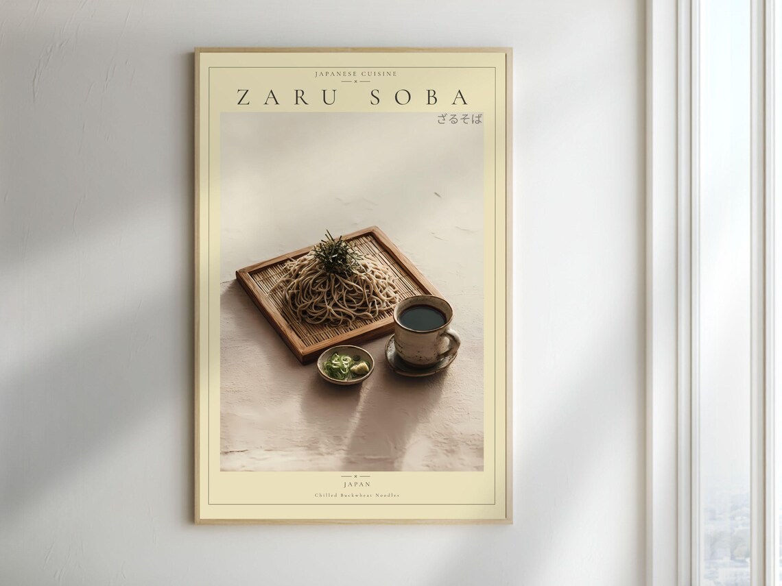 Zaru Soba Chilled Buckwheat Noodles Minimal Japanese Food Poster