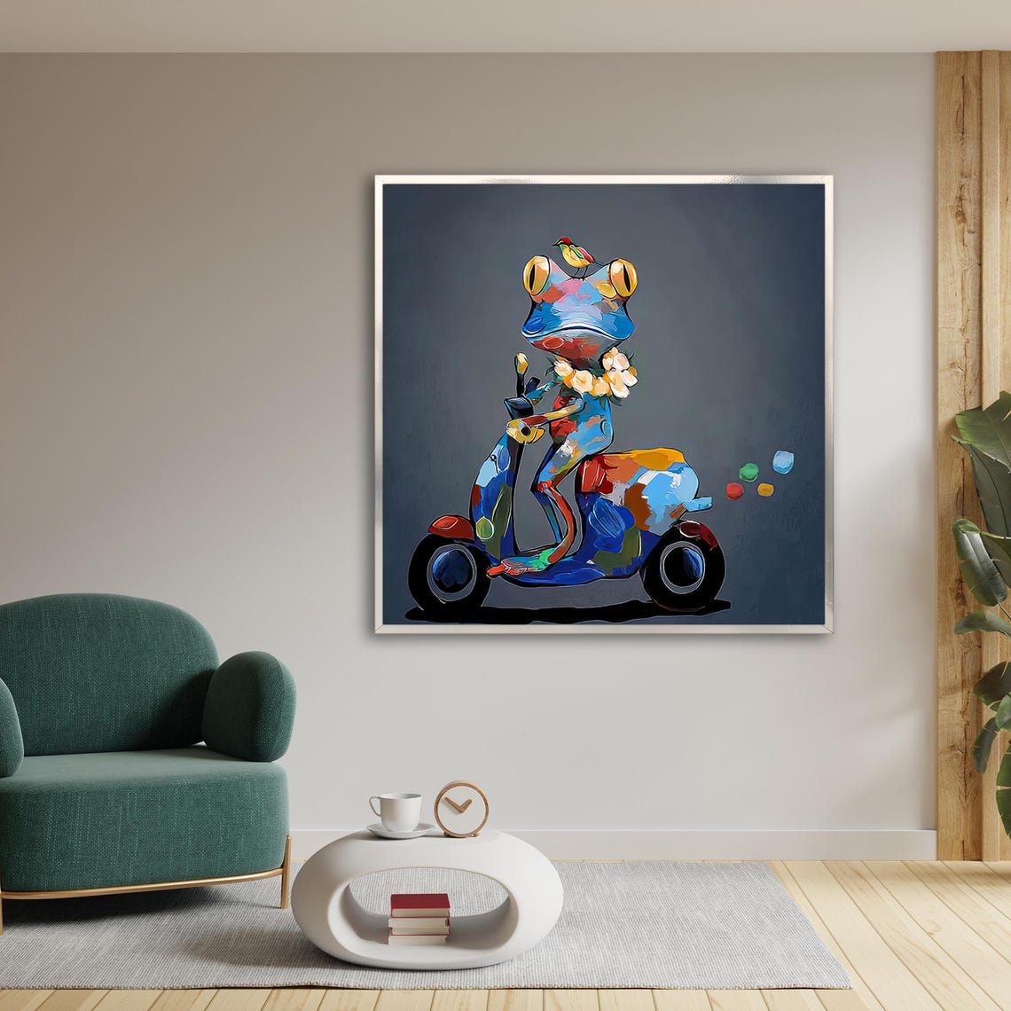 Cute Frog On A Bike Wall Art Print On Kids Room Decor Gift For Kids - Image 2