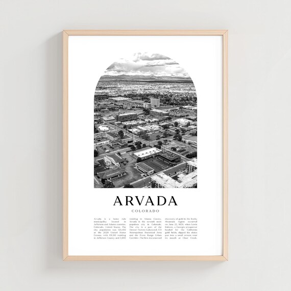 Arvada Colorado Black and White Aerial City Photo Travel Poster