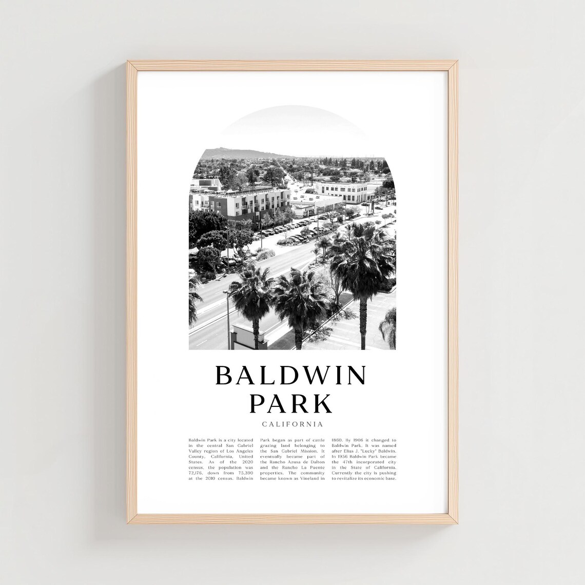 Baldwin Park Travel Poster, City Gift Decor