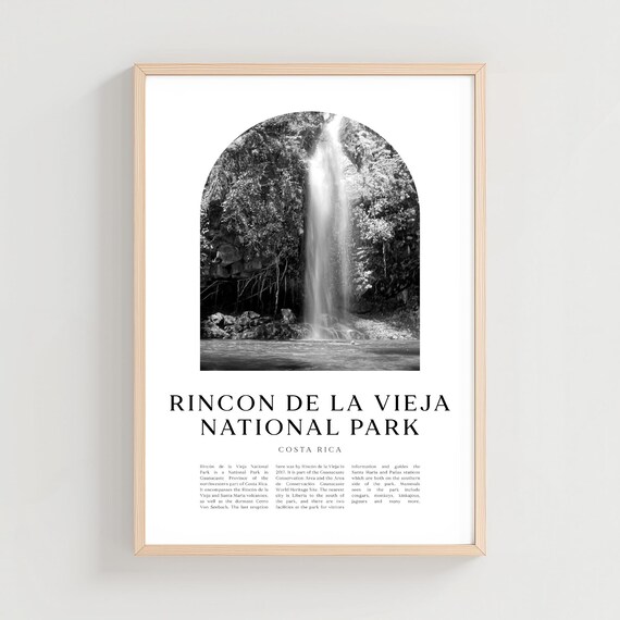 Rincon de la Vieja National Park Waterfall Black White Print