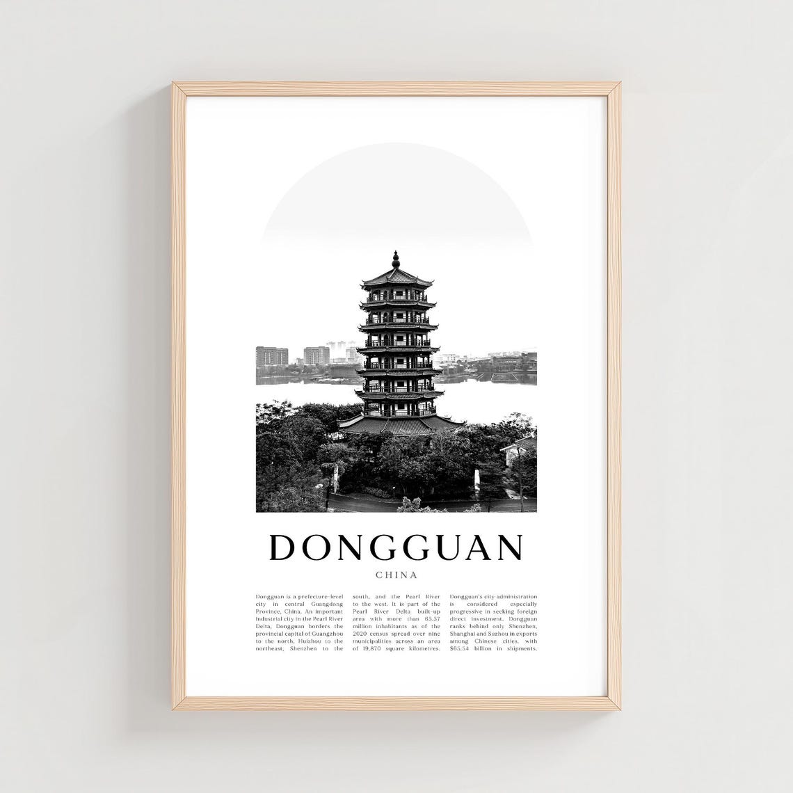 Dongguan China Pagoda Tower Black and White Photography Wall Art