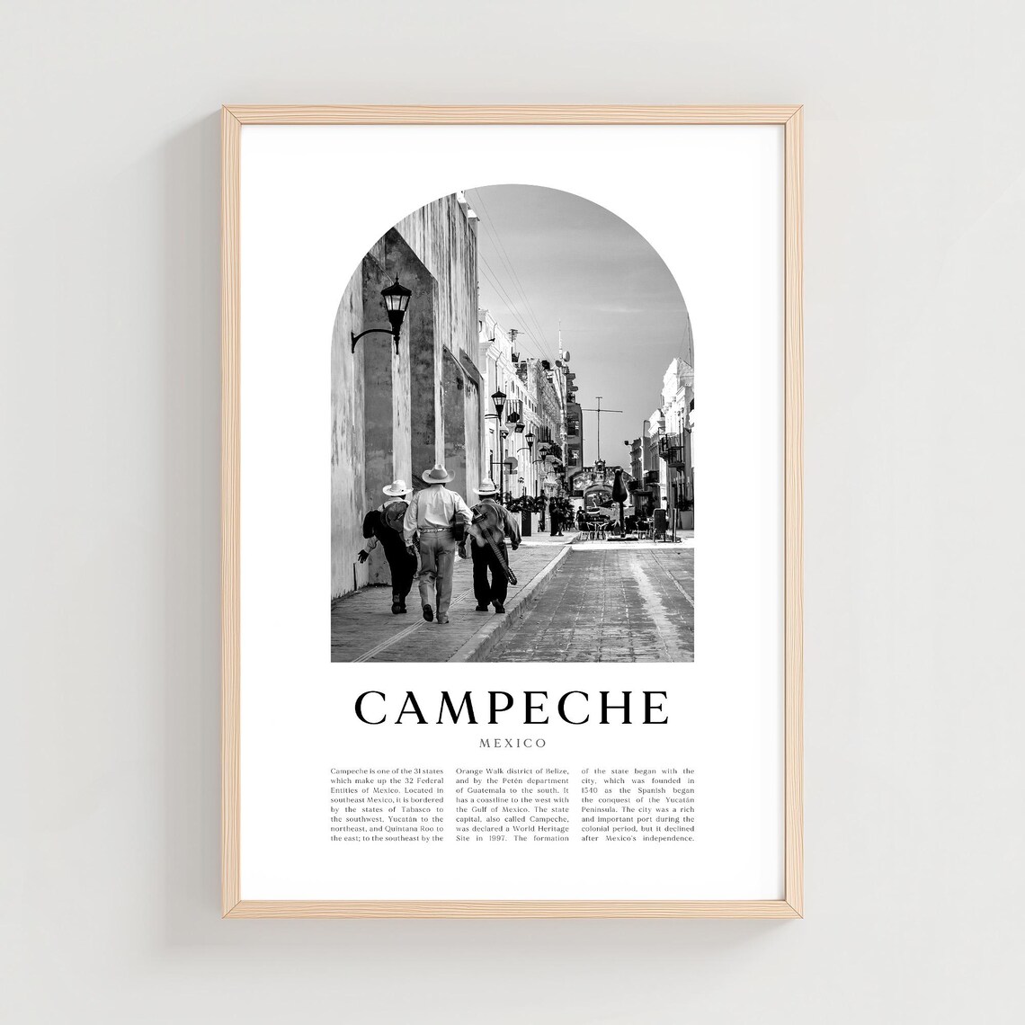 Campeche Travel Poster Print Wall Art Mexico City Gift Decor Na225m