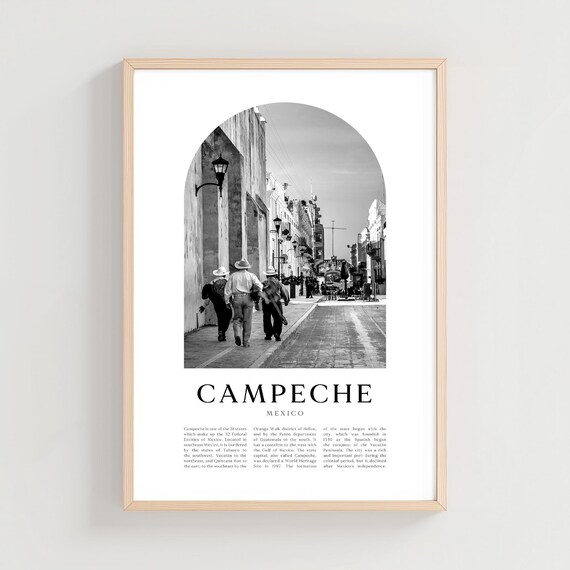 Campeche Travel Poster Print Wall Art Mexico City Gift Decor Na225m