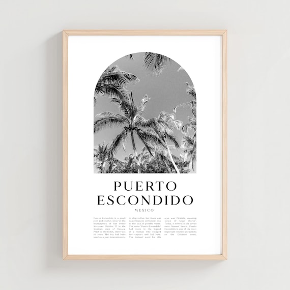 Puerto Escondido Travel Poster Print Wall Art Mexico City Decor Na214m