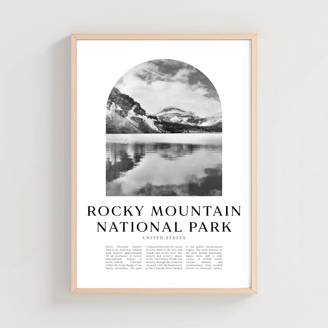 Rocky Mountain National Park Alpine Lake Black and White Poster