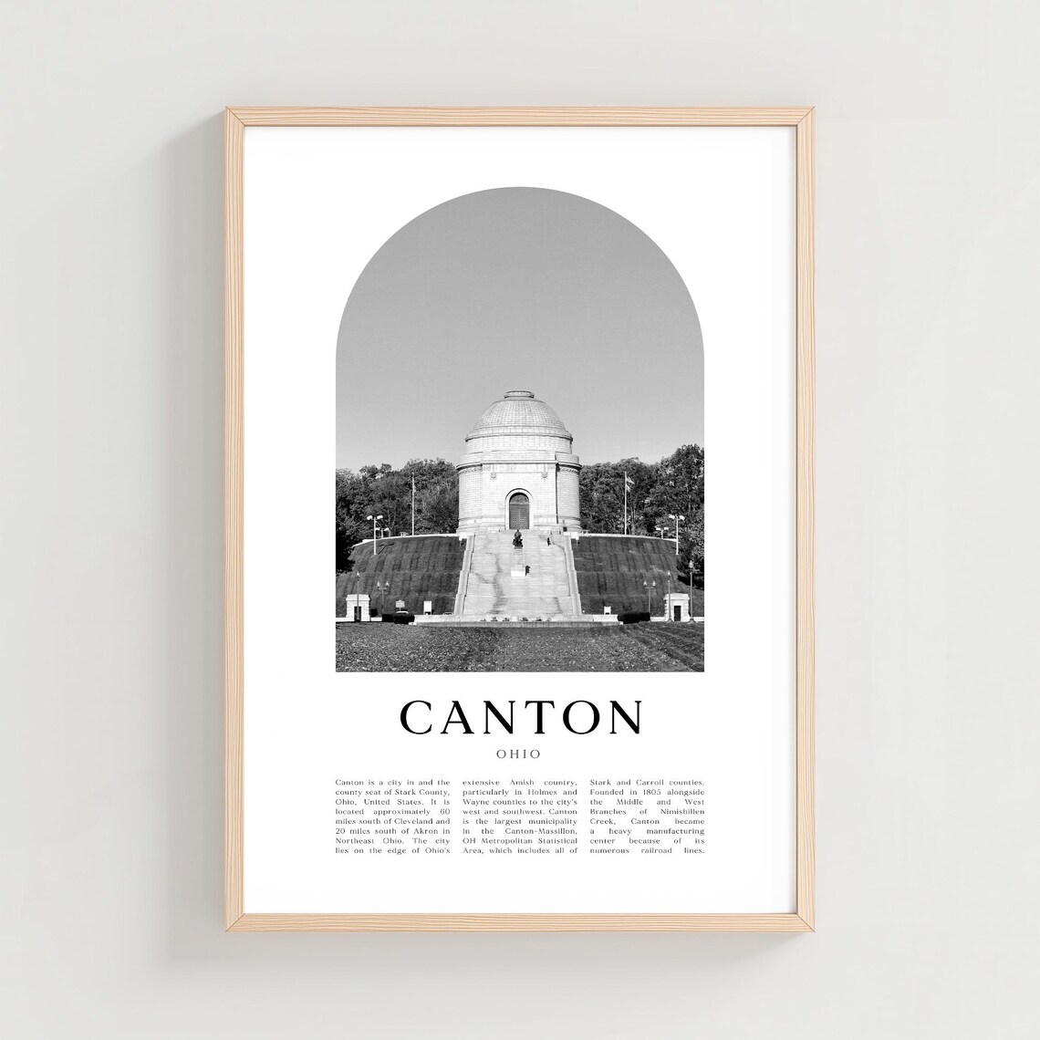 Canton Ohio Domed Memorial Monument Monochrome Photo Grand Poster