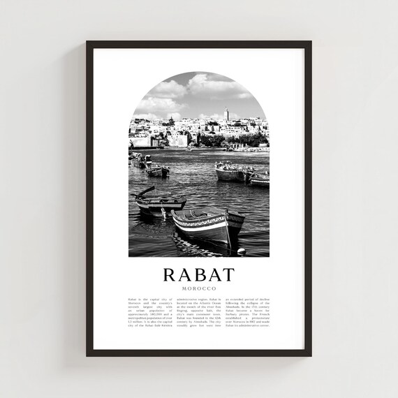 Rabat Morocco Harbor Boats Black and White Photography Poster