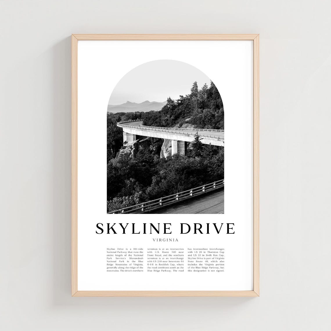 Skyline Drive Virginia Mountain Road Black And White Photo Poster
