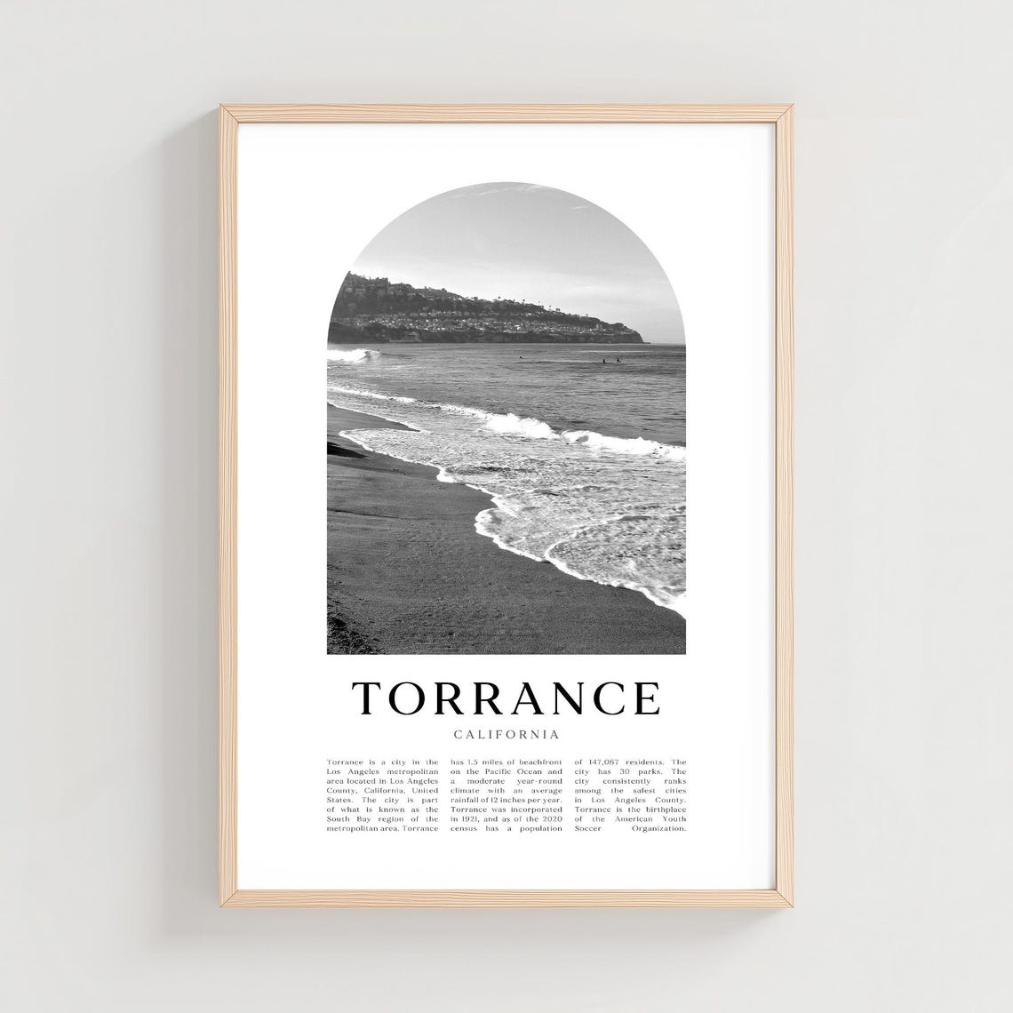 Torrance California Beach Waves Photo Arch Art Travel Poster