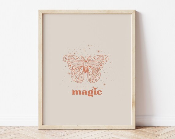 Boho Butterfly Magic Art Print, Light Academia