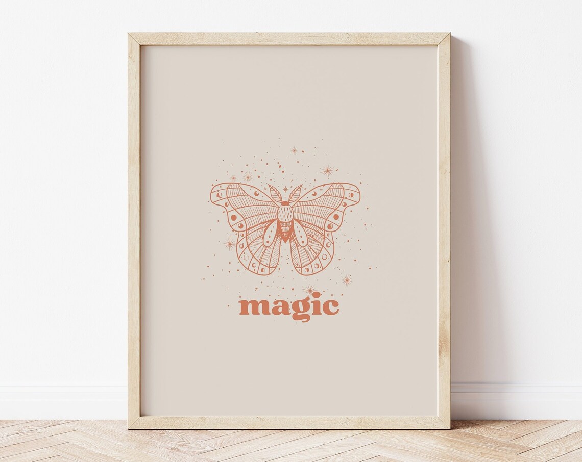 Boho Butterfly Magic Art Print, Light Academia