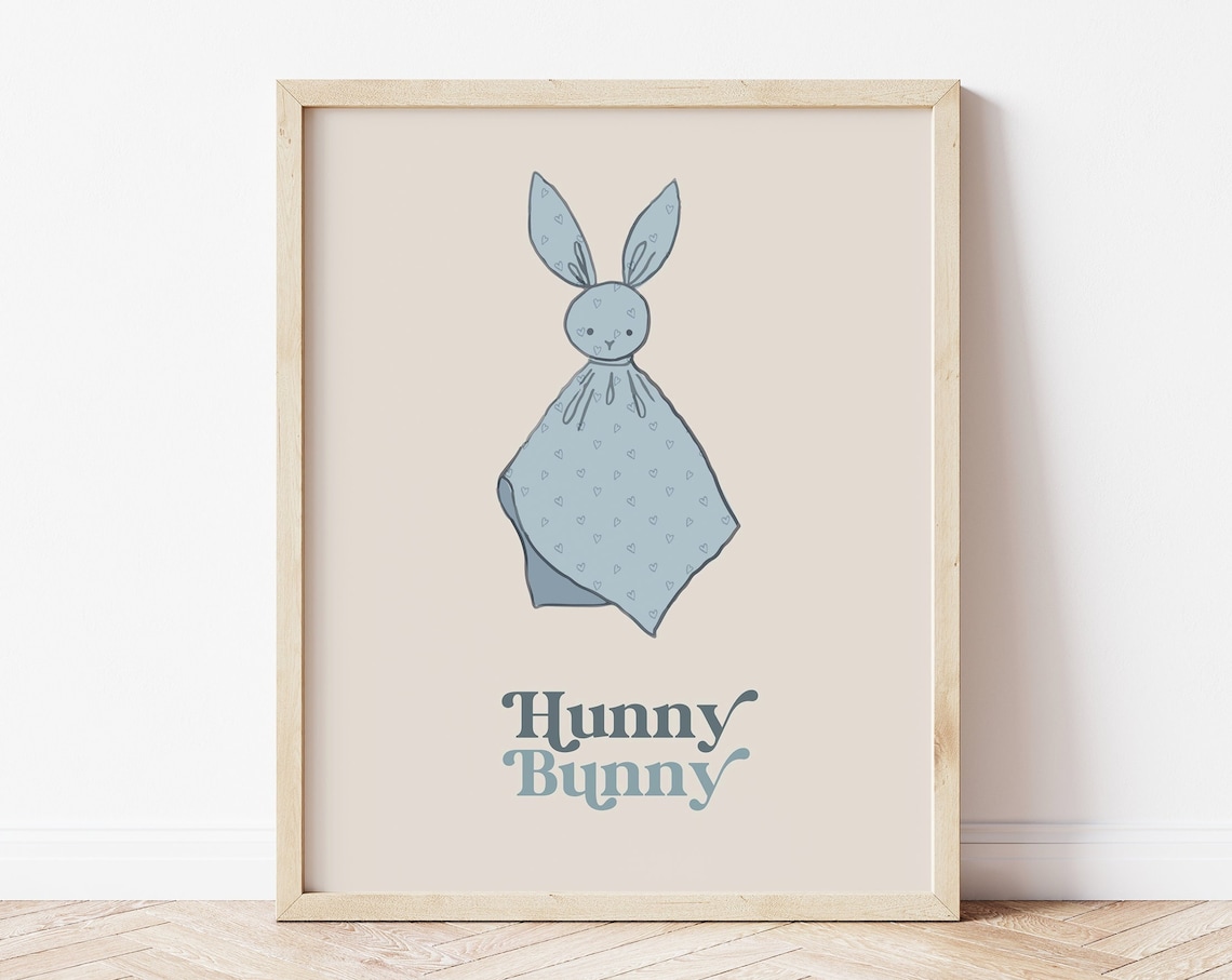 Sweet Cute Bunny Trio Easter Nursery Kids Room Minimal Wall Art