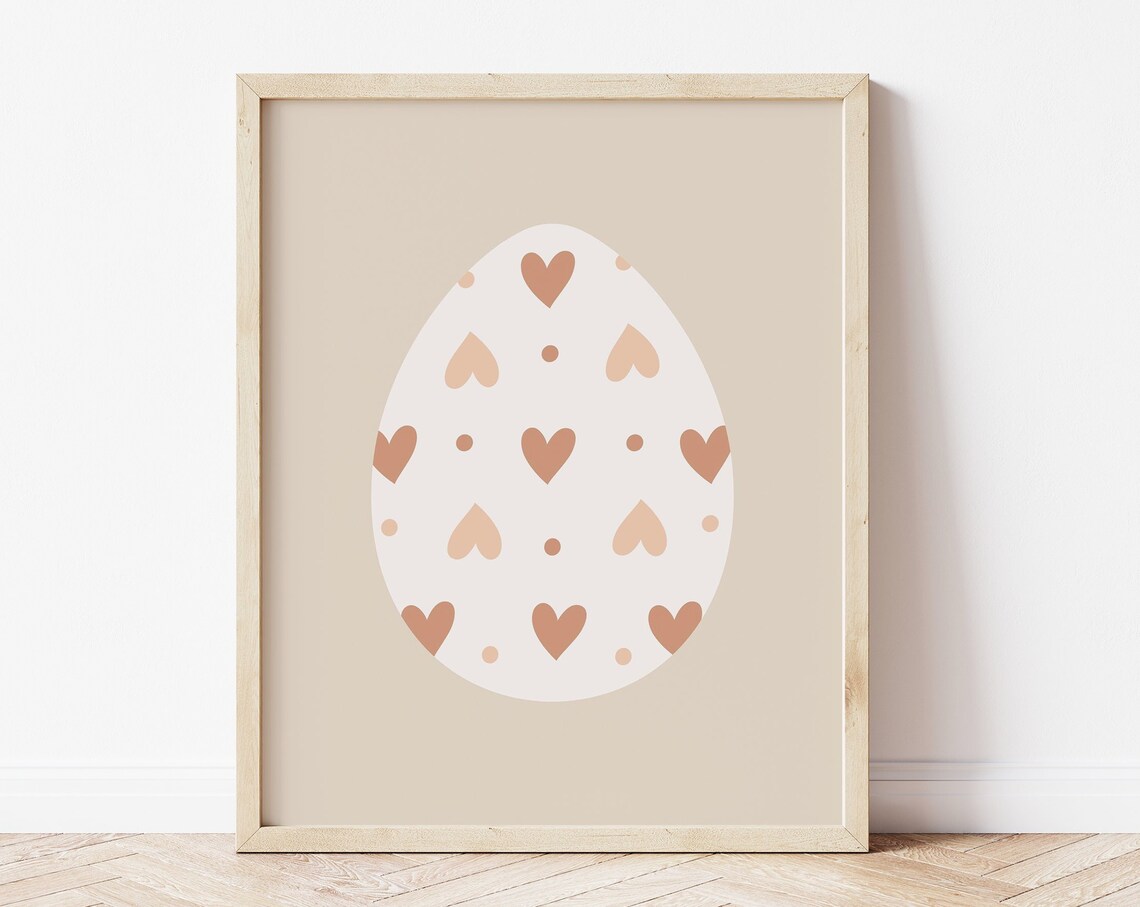 Boho Easter Egg Heart Art Print, Nursery Decor