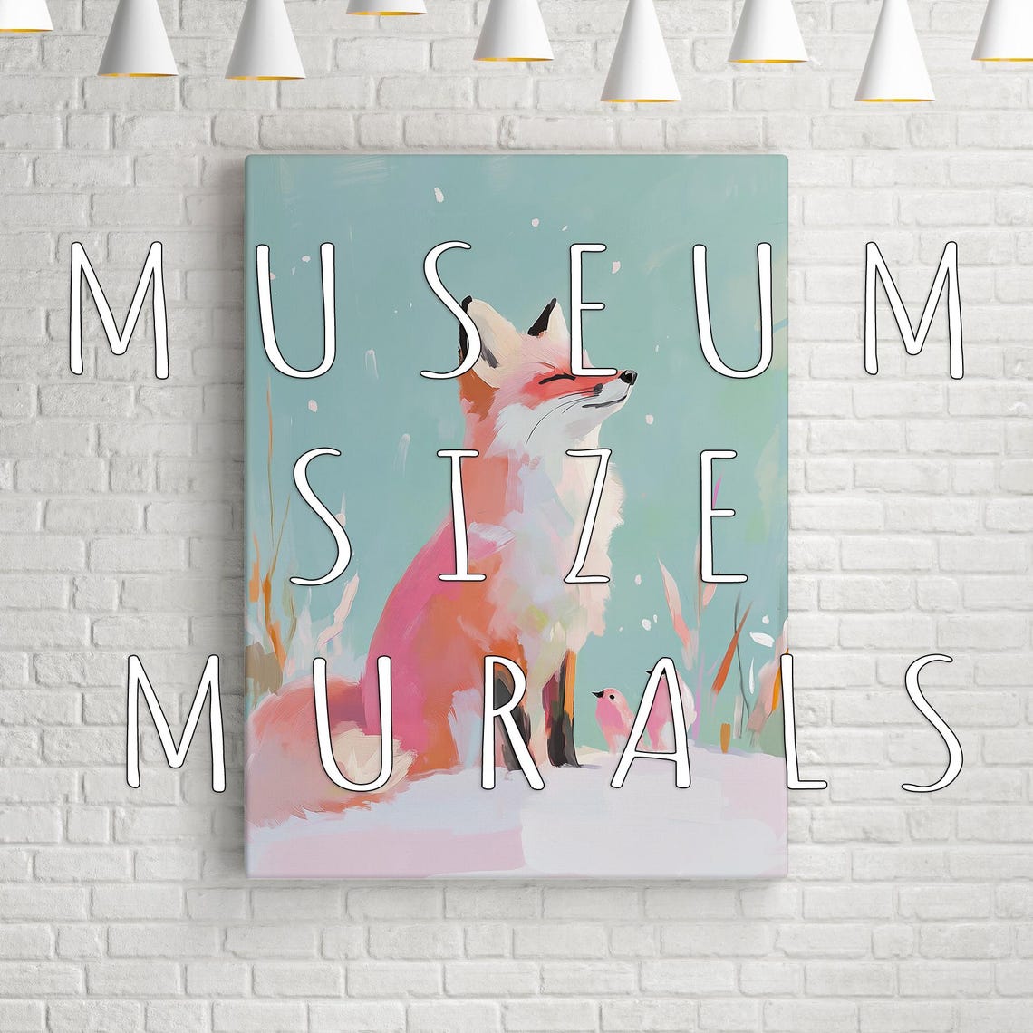 Cute Fox With Birds Print Pastel Fox Art Fox With Stars Winter Fox Art Fox In Snowflakes Wall Art Starry Night Fox Bird On Fox Art - Image 3