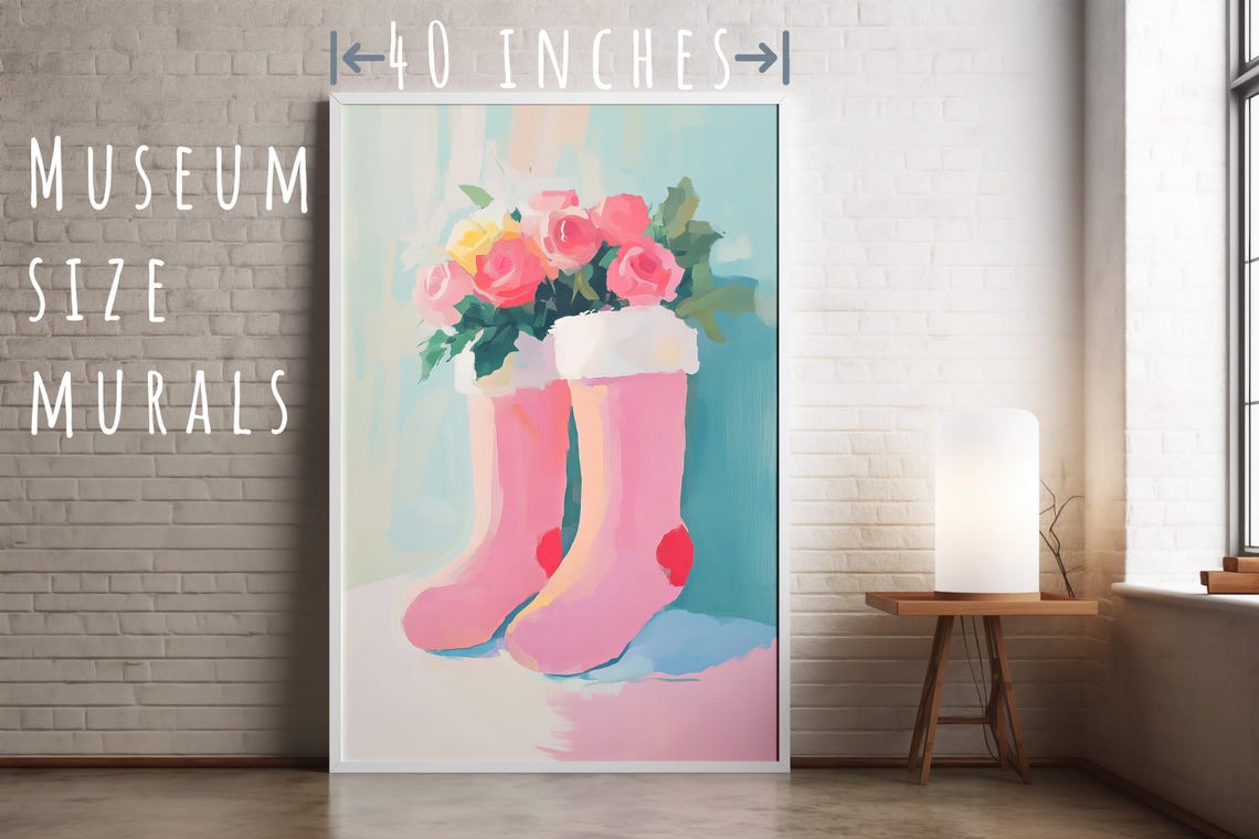 Pink Boots Red Hearts Rose Bouquet Sweet Floral Still Life Poster - Image 5