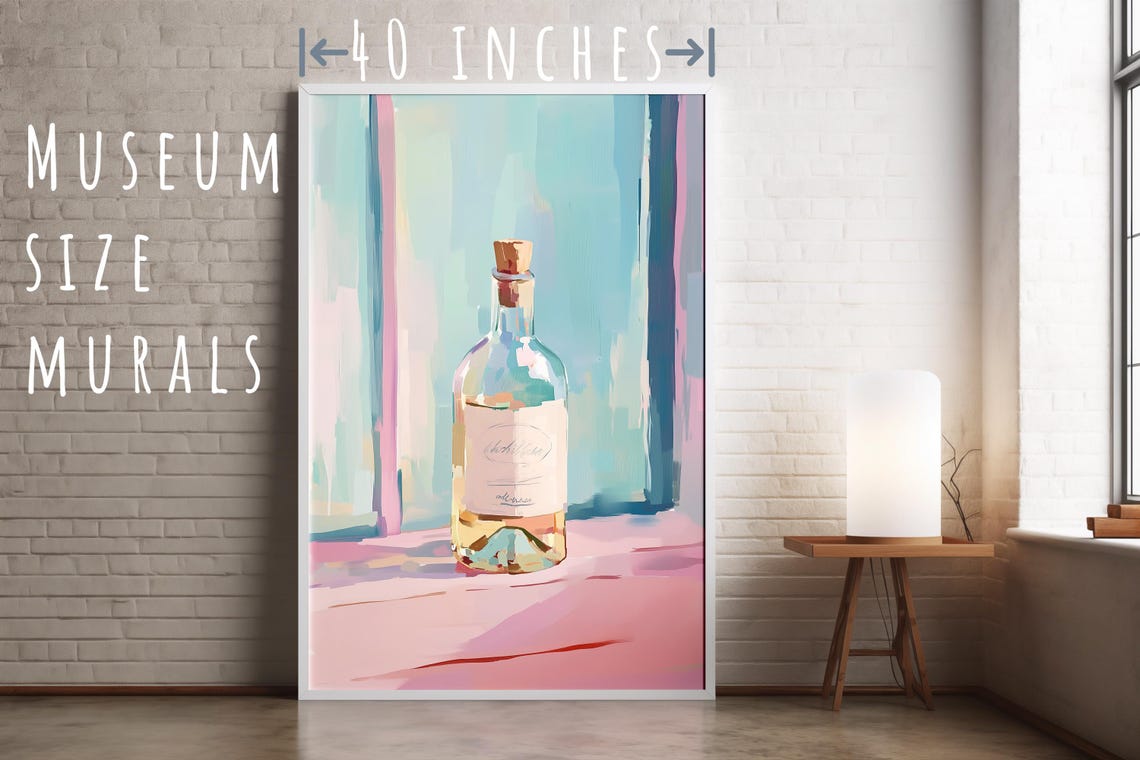 Pastel White Wine Bottle Kitchen Art Still Life Painting Poster - Image 5