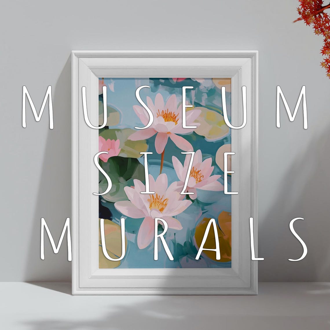 Pink Water Lilies Floating Blue Pond Lily Pads Spring Art Poster - Image 3