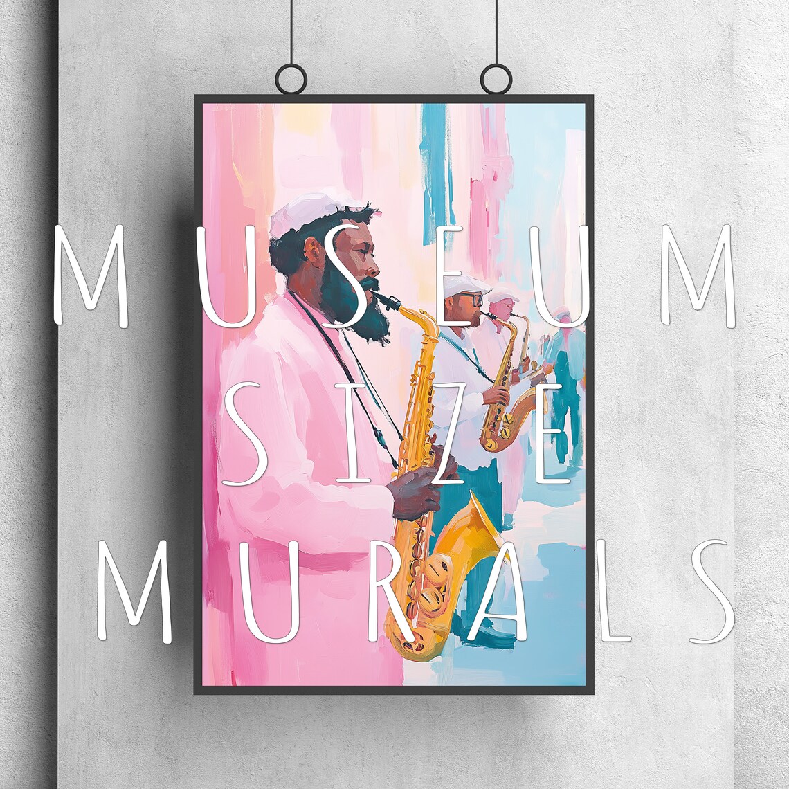 Saxophone Street Band Jazz Musicians Pastel Music Art Wall Poster Print - Image 3
