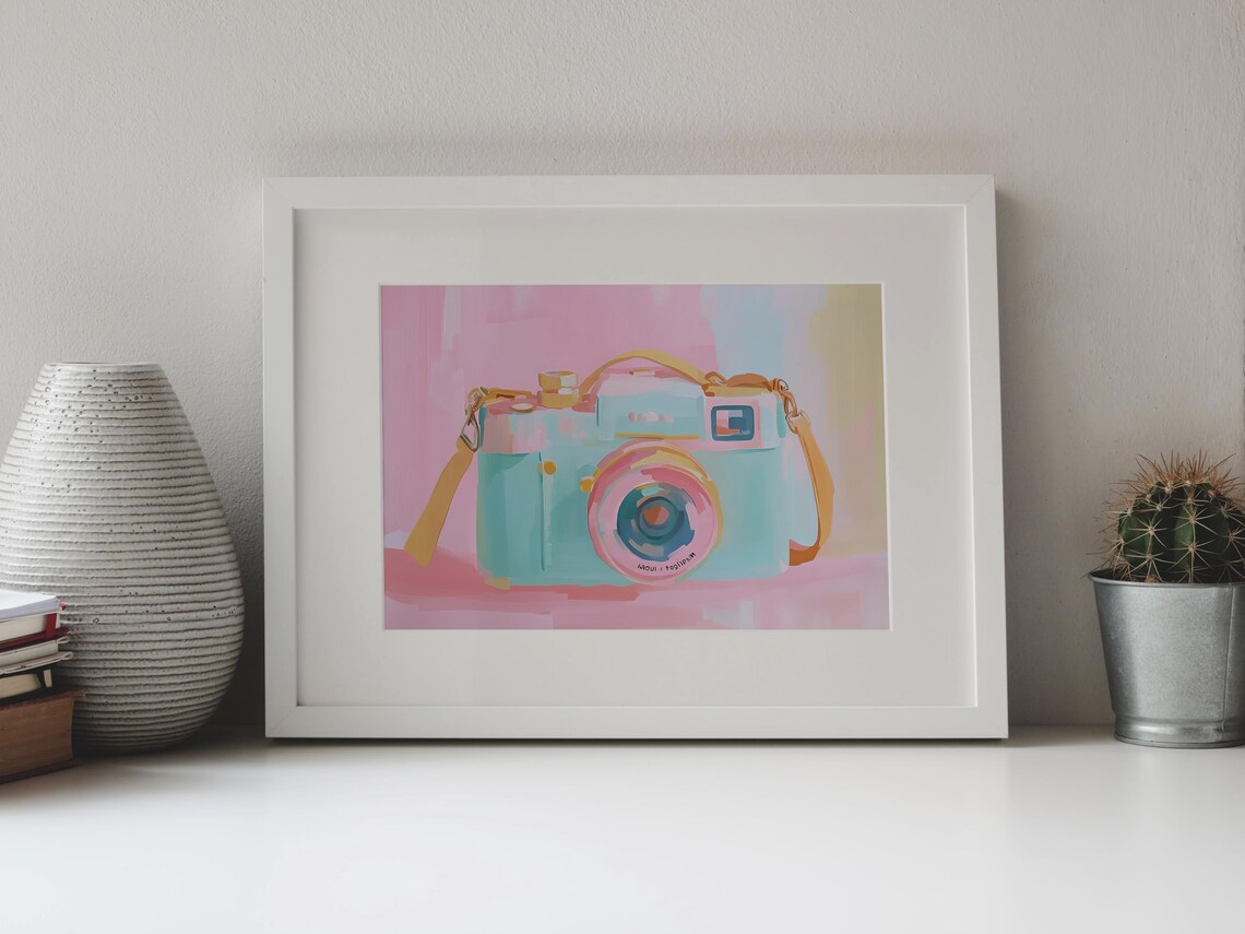 Mint Vintage Camera Retro Photography Pastel Art Wall Poster - Image 4