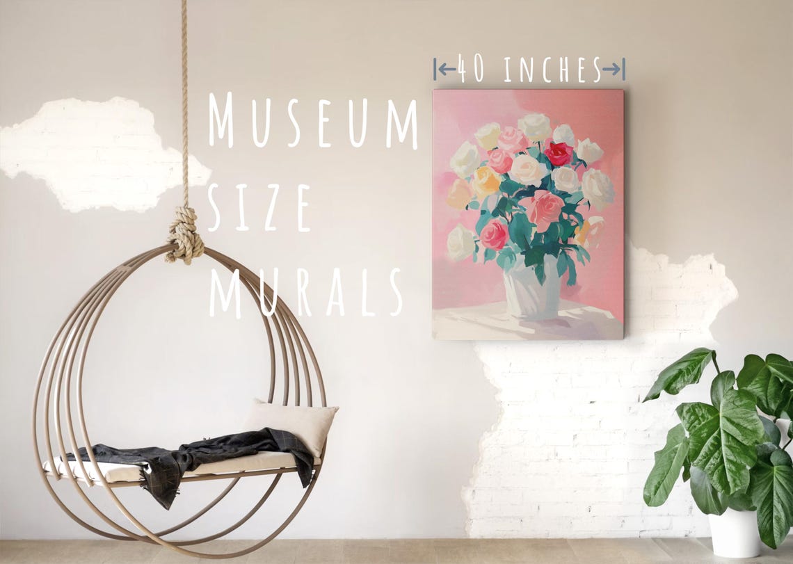 Pastel Rose Painting White Vase Art Pink Red Roses Art Floral Vase Painting Pastel Flower Art Rose Bouquet Art Pastel Floral Decor - Image 5