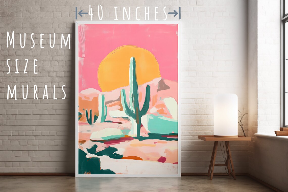 Desert Cactus at Sunset Pink Southwest Landscape Travel Poster - Image 5