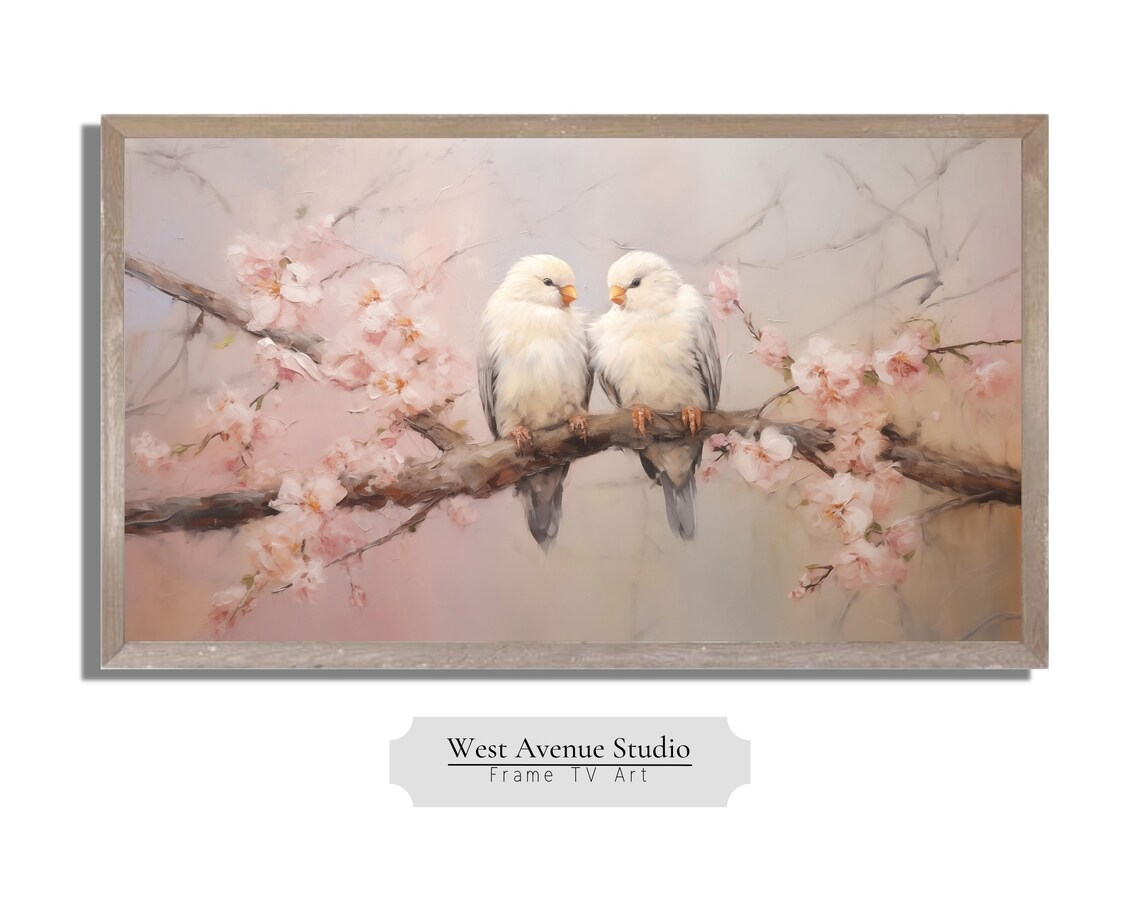 Love Birds Flower Art, Pink Neutral Aesthetic Print - Image 4