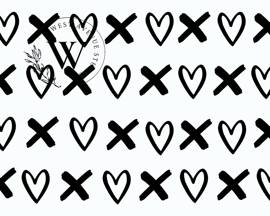 Black White XO Hugs Kisses Pattern Modern Valentines Day Art Poster - Image 3