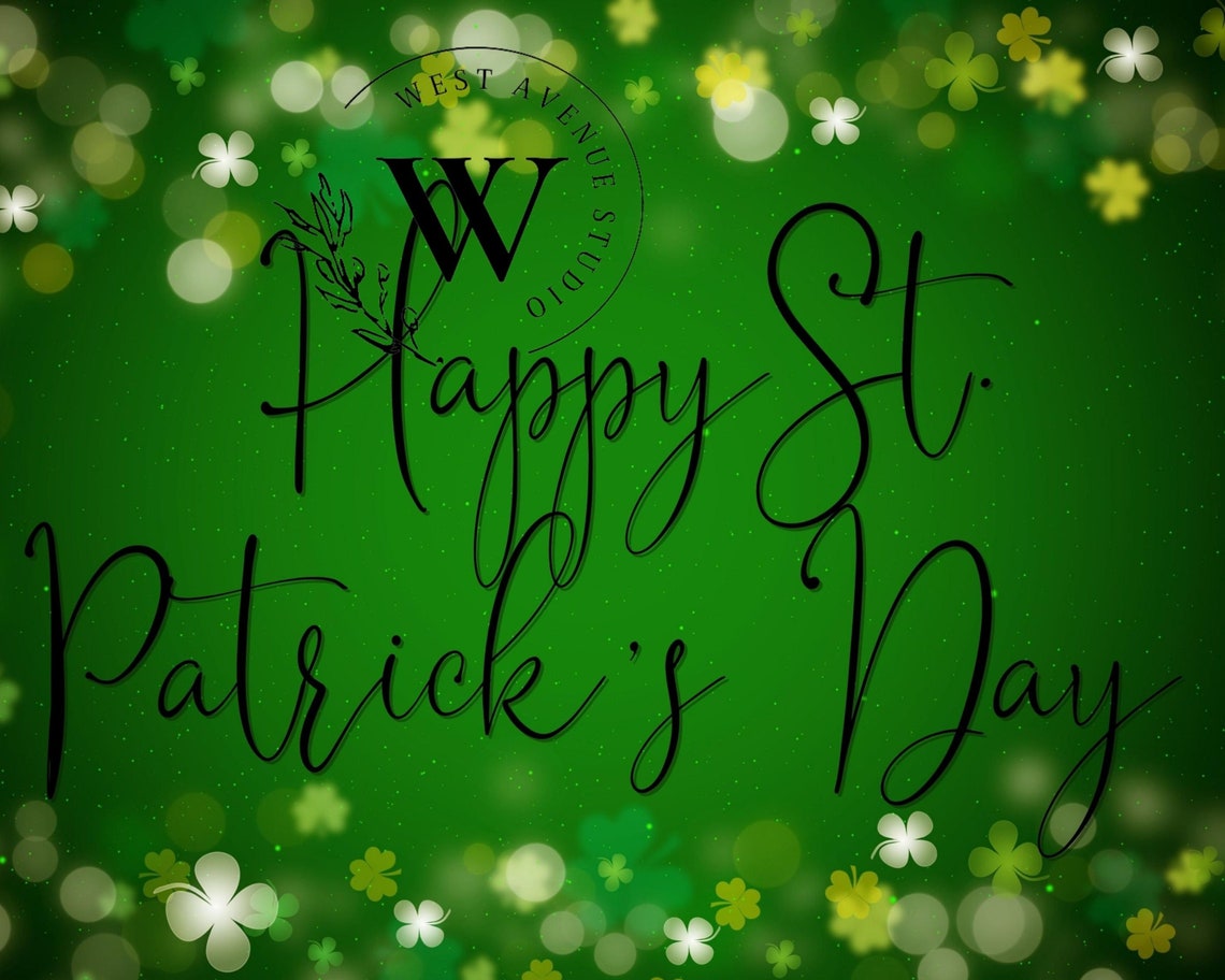 Happy St Patrick's Day Green Bokeh Shamrock Clover Festive Art Poster - Image 3