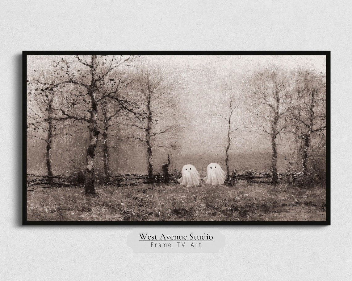 Cute Ghosts Spooky Forest Vintage Halloween Haunted Woodland Poster - Image 5